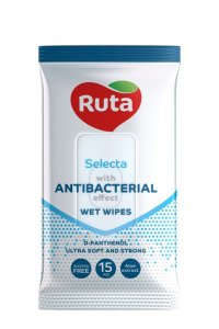 Mitrās salvetes Ruta Selecta ar antibakteriālu efektu 15gab