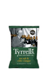 Tyrell's kartupeļu čipsi ar sidra etiķi un jūras sāli