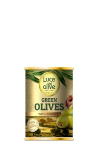 Zaļās olīvas ar anšovu pastas pildījumu Luce del olive