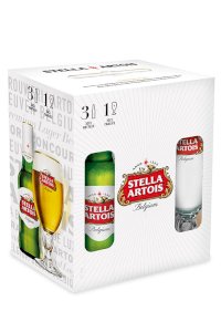 Stella Artois Premium Lager komplekts (3x0.33L + 1 glāze)